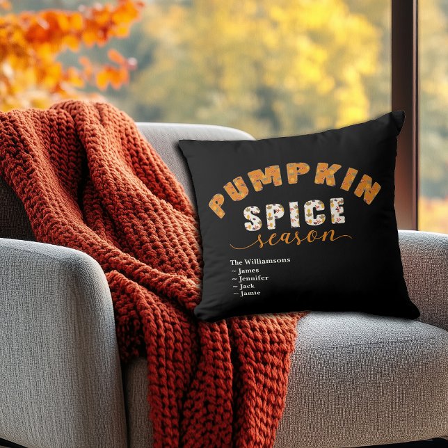 Cojín Decorativo Pumpkin Spice Season Vibes Personalize Name (Subido por el creador)