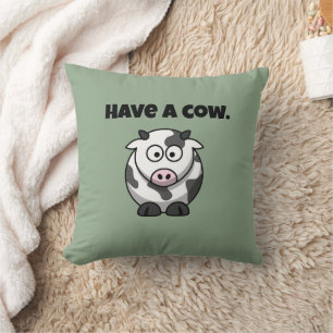 Cojín Decorativo Pun Personalizado de vaca lechera divertida