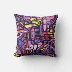 Cojín Decorativo Punchbowl-Bold Arte Abstracto Pintado a Mano Color