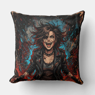 Cojín Decorativo Punk Caos Chica Explosión Arte Fuego Rebelde Gru