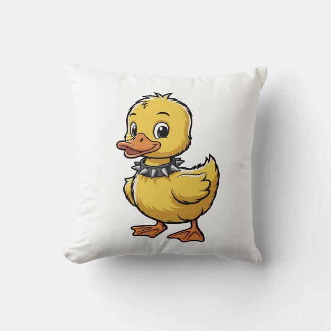 Cojín Decorativo Punk Duckling – Funny Rebel Animal Art (Anverso)