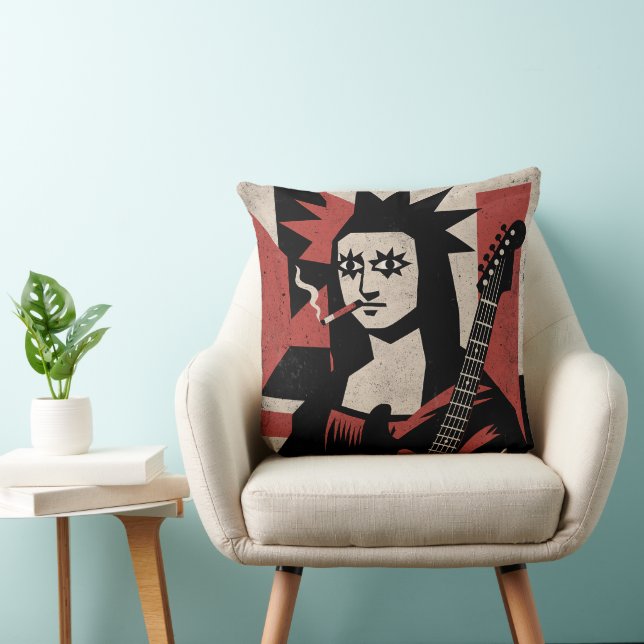 Cojín Decorativo Punk Rock Mona Lisa Guitar Art (Silla)
