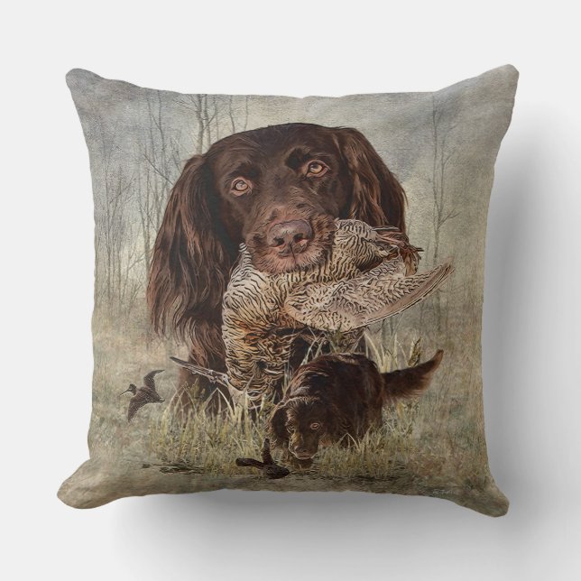 Cojín Decorativo Puntero alemán de pelo largo (Anverso)