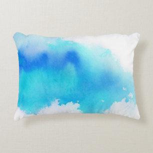 Cojín Decorativo Punto azul, pintado a mano abstracto de la