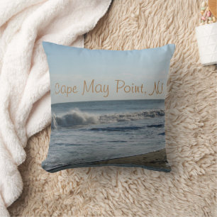 Cojín Decorativo Punto de Cape May, olas del océano en la playa de 