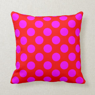 Cojín Decorativo Punto de lunares rojo brillante y magenta