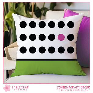 Cojín Decorativo Punto de lunares verde negro moderno
