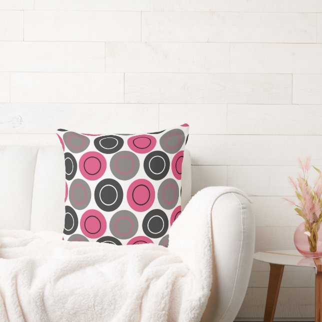 Cojín Decorativo Punto de Polika rosa y gris (Sofá)