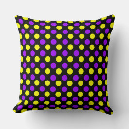 Cojín Decorativo Punto de polka amarillo morado personalizado - alm