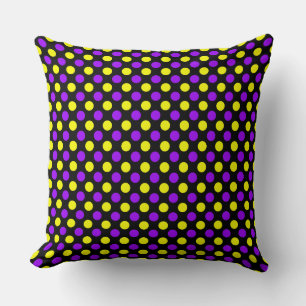 Cojín Decorativo Punto de polka amarillo morado personalizado - Pil