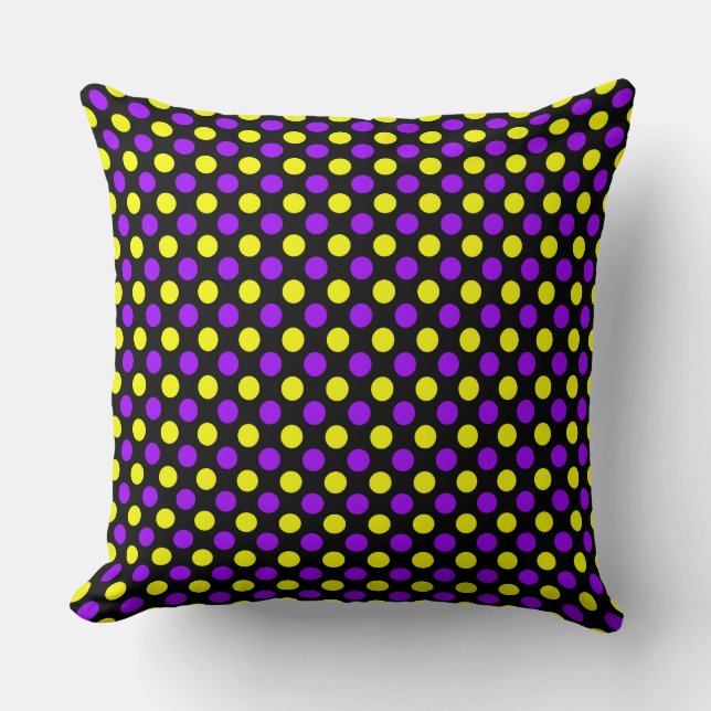 Cojín Decorativo Punto de polka amarillo morado personalizado - Pil (Anverso)