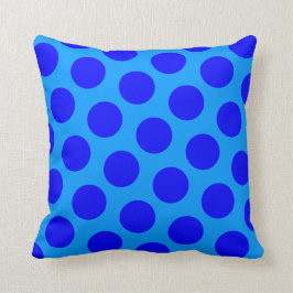 Cojín Decorativo Punto de Polka Azul Brillante Moderno