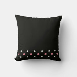 Cojín Decorativo Punto de polka blanco y negro rosa
