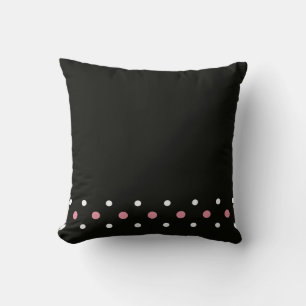 Cojín Decorativo Punto de polka blanco y negro rosa