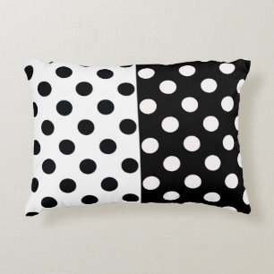 Cojín Decorativo Punto de Polka Inverso de la mitad de color blanco