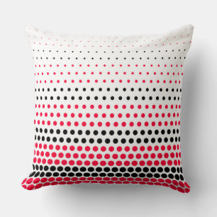 Cojín Decorativo Punto de polka negro y rojo carmín moderno