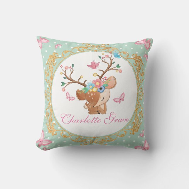 Cojín Decorativo Punto de polka personalizado Personalizado de reno (Anverso)