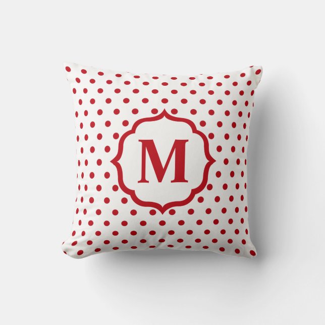 Cojín Decorativo Punto de Polka Rojo (Anverso)