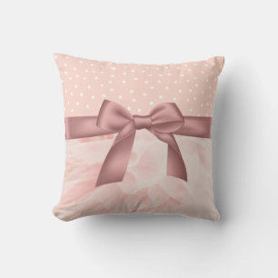 Cojín Decorativo Punto de polka rosa de la rúcula de Rubor
