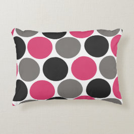 Cojín Decorativo Punto de polka rosa y gris