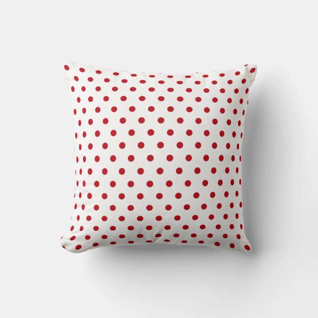 Cojín Decorativo Punto Polka Blanco Rojo (Anverso)