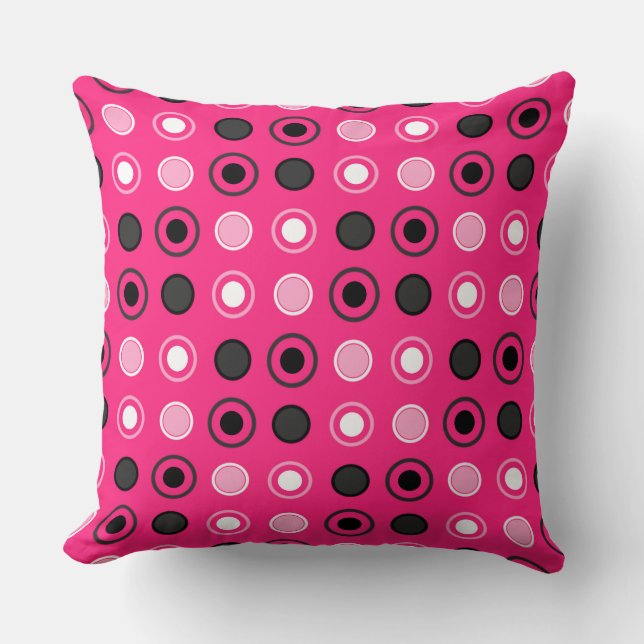 Cojín Decorativo Punto rosa, negro y gris caliente (Anverso)