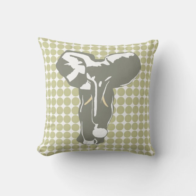 Cojín Decorativo Punto Safari Serengeti con elefante de arte pop (Anverso)