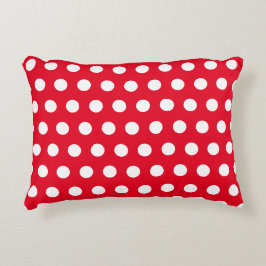 Cojín Decorativo Punto simple de polka rojo y blanco