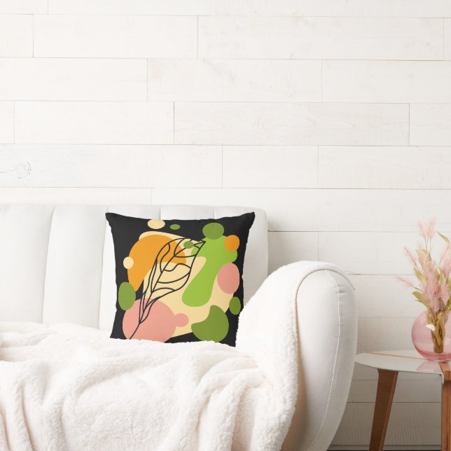 Cojín Decorativo Puntos abstractos interesantes con hojas (Sofá)