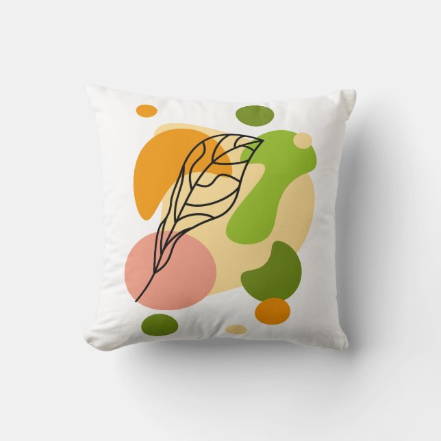 Cojín Decorativo Puntos abstractos interesantes con hojas (Anverso)