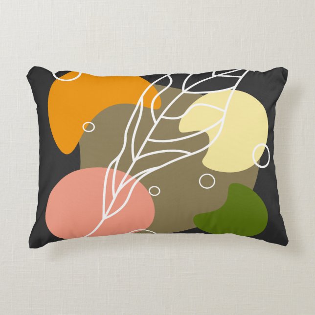 Cojín Decorativo Puntos abstractos interesantes con hojas (Anverso)