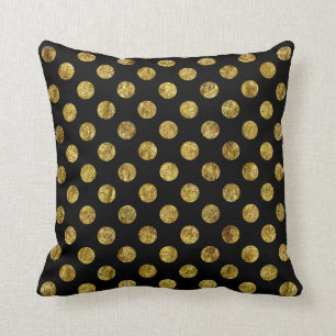 Cojín Decorativo Puntos atractivos y negros del oro elegante