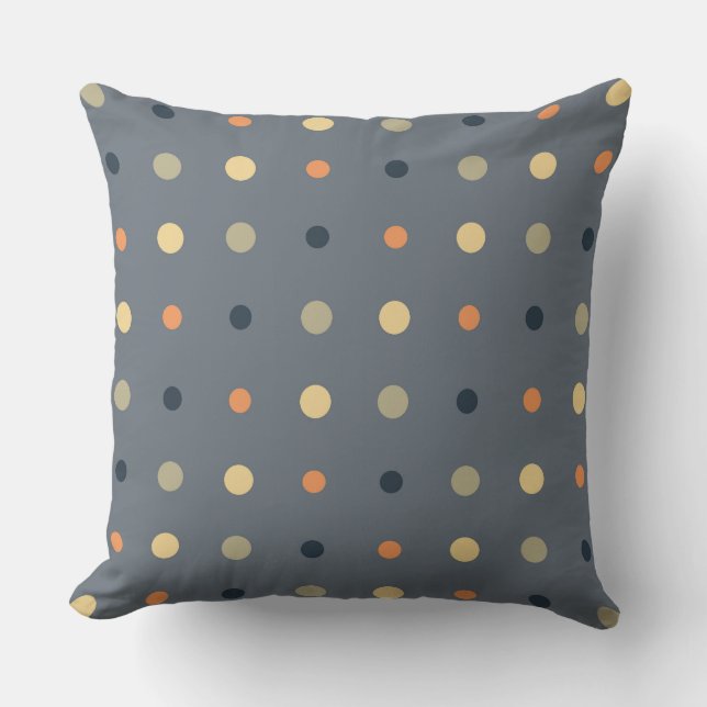 Cojín Decorativo puntos azules, amarillos y naranjas (Anverso)