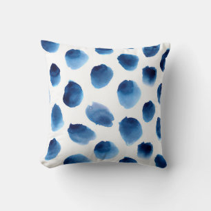 Cojín Decorativo Puntos azules de color de agua: mano sin costura