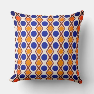 Cojín Decorativo Puntos azules y pintura Naranja