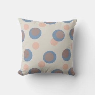 Cojín Decorativo Puntos azules y rosas retro sobre blanco