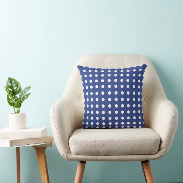 Cojín Decorativo Puntos Blancos Azules (Silla)