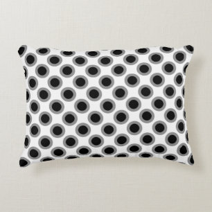 Cojín Decorativo Puntos de círculo retro, grises, negros y blancos