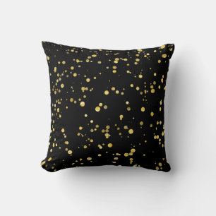Cojín Decorativo Puntos de confeti dorados negros