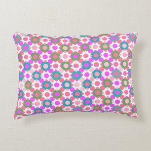 Cojín Decorativo Puntos de lunares superpuestos en rosa y verde