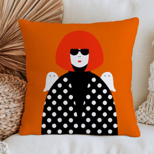Cojín Decorativo Puntos de lunares Yayoi Kusama con fantasmas lindo