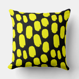 Cojín Decorativo Puntos de pintura negrita - Amarillo sobre negro