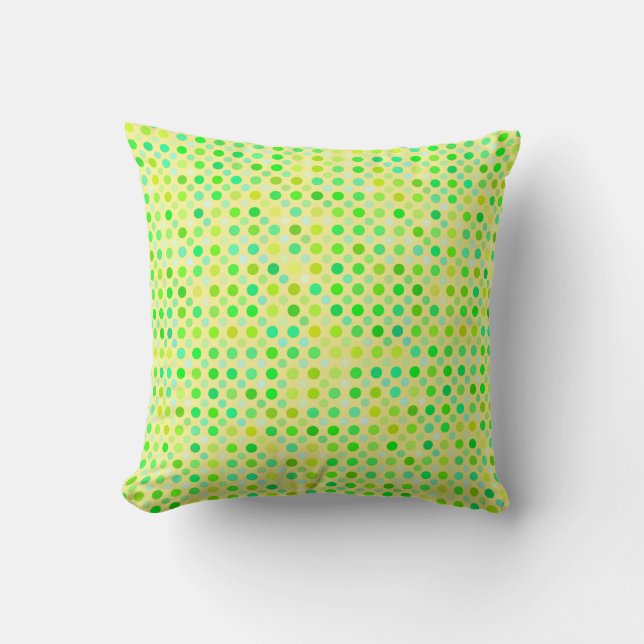 Cojín Decorativo puntos de polka amarillos y verdes (Anverso)