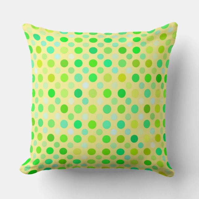 Cojín Decorativo puntos de polka amarillos y verdes (Anverso)
