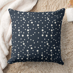 Cojín Decorativo Puntos de polka, azul marino con blanco