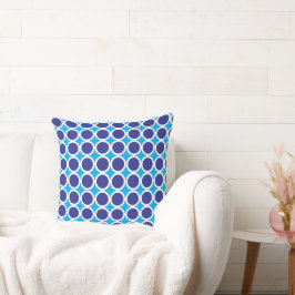 Cojín Decorativo Puntos de Polka azul oscuro con bordes blancos en 