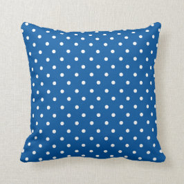 Cojín Decorativo Puntos de polka azul y blanco