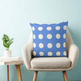 Cojín Decorativo Puntos de Polka azul y blanco suave de Francia
