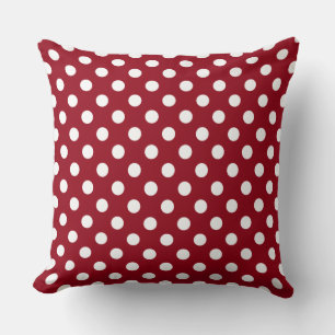 Cojín Decorativo Puntos de Polka Blanco sobre el rojo Criminson