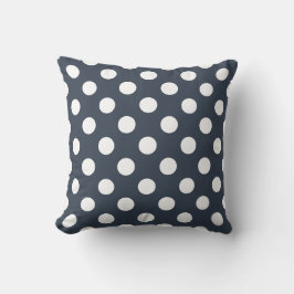 Cojín Decorativo Puntos de polka blanco sobre gris azul